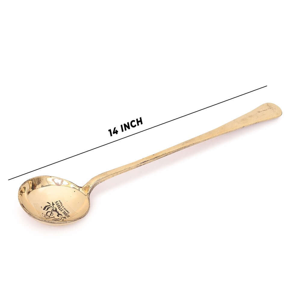 Heavy Brass Ladle Cooking & Serving Spoon – 14 Inch Traditional Long Handle Spoon | RoyalStuffs - Royalstuffs.com