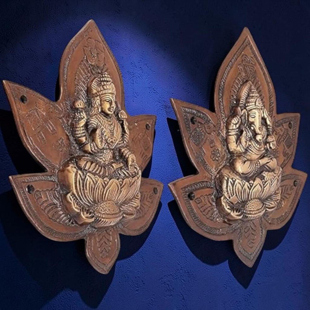 Heavy Brass Lakshmi Ganesh Patta Wall and Door Hanging Showpiece Brass Antique Unique Design - Royalstuffs.com
