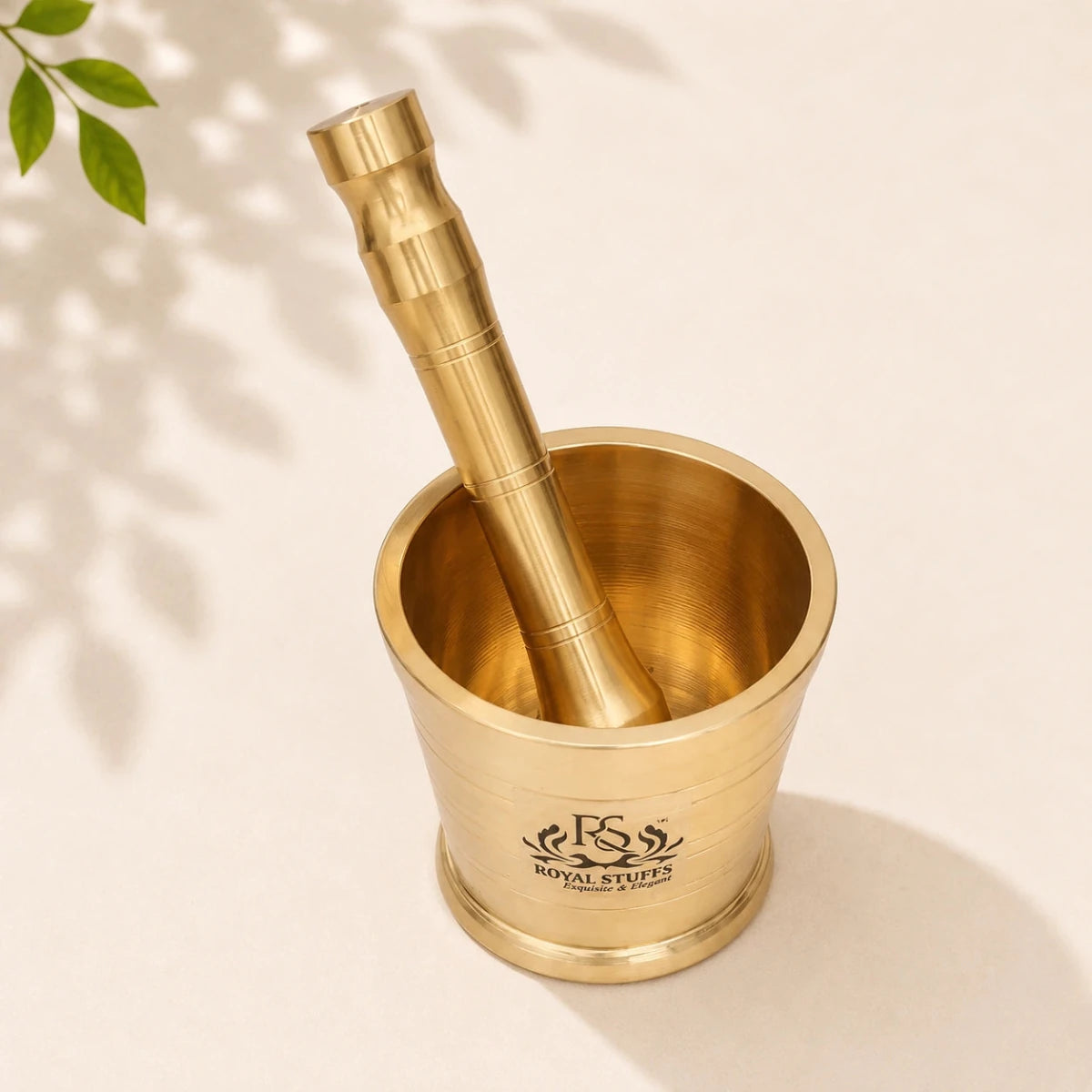 Heavy Brass Mortar Pestle Hand Smasher Kitchen Khalbatta Okhli Masher - Royalstuffs.com