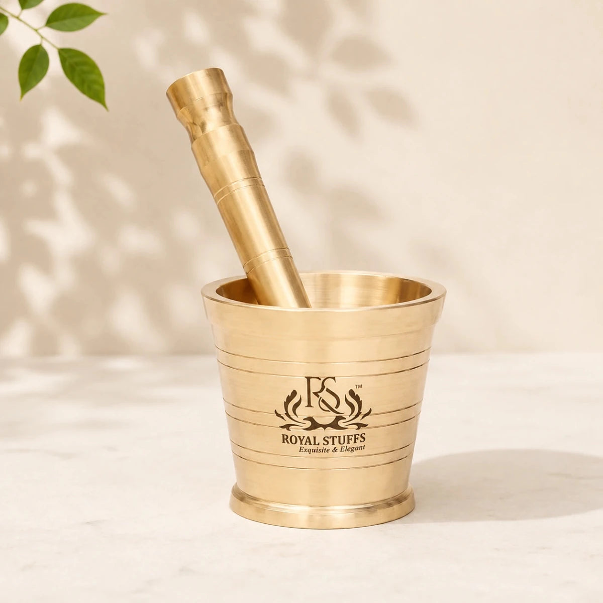 Heavy Brass Mortar Pestle Hand Smasher Kitchen Khalbatta Okhli Masher - Royalstuffs.com