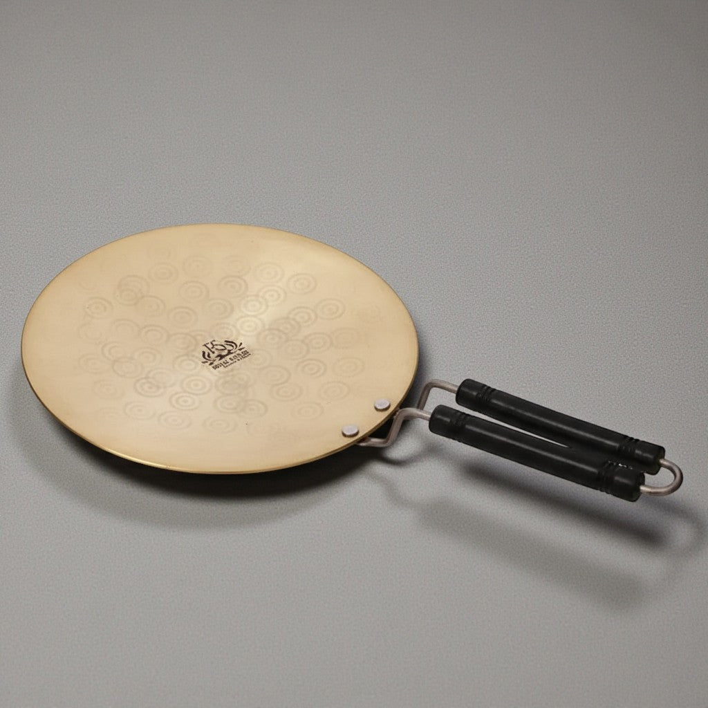 Heavy Weighted Brass Tawa/Tawa for Roti/Chapati/Naan with Double Handle - Royalstuffs.com