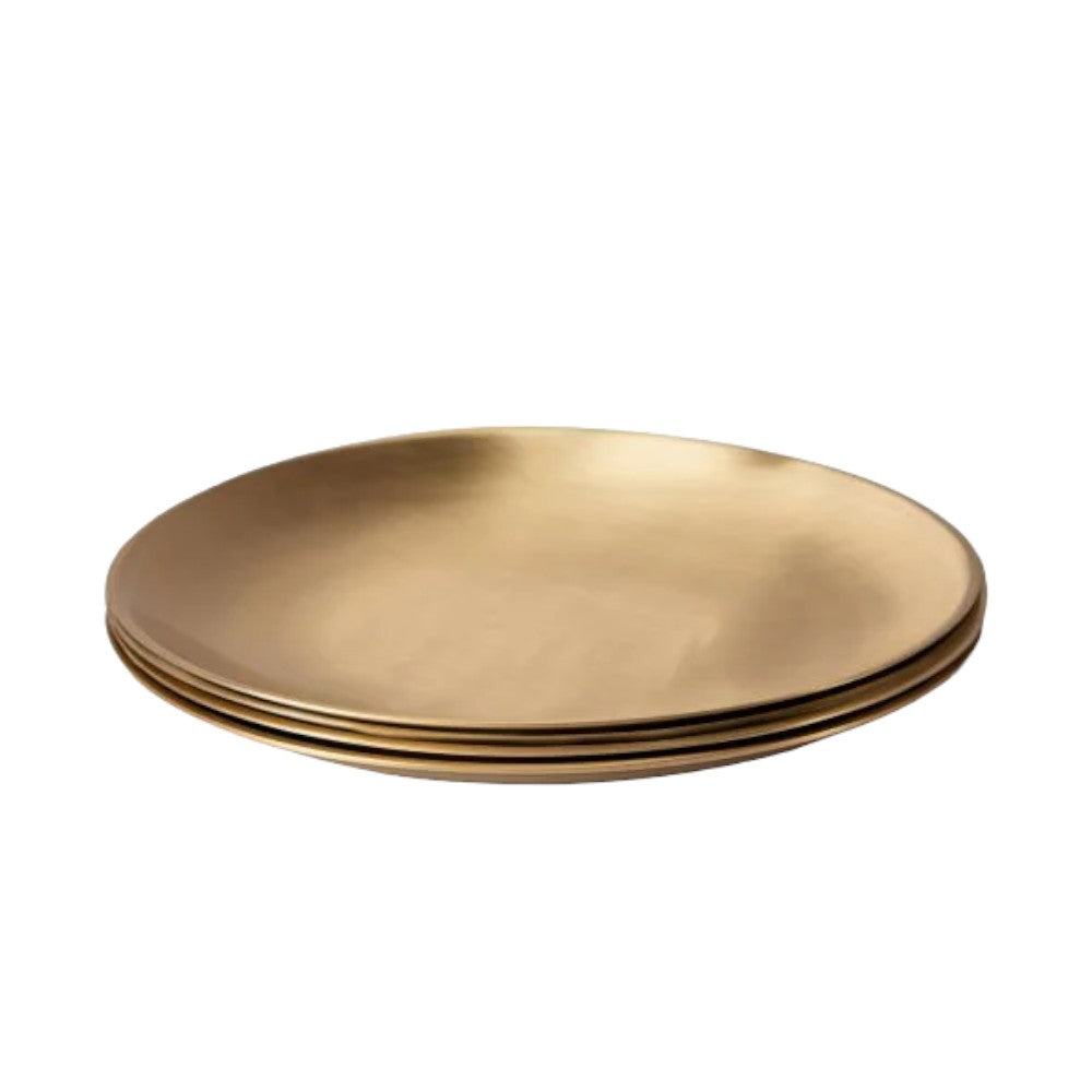 10.5-Inch Pure Matt Finish Bronze Kansa Plate Set - Set of 4