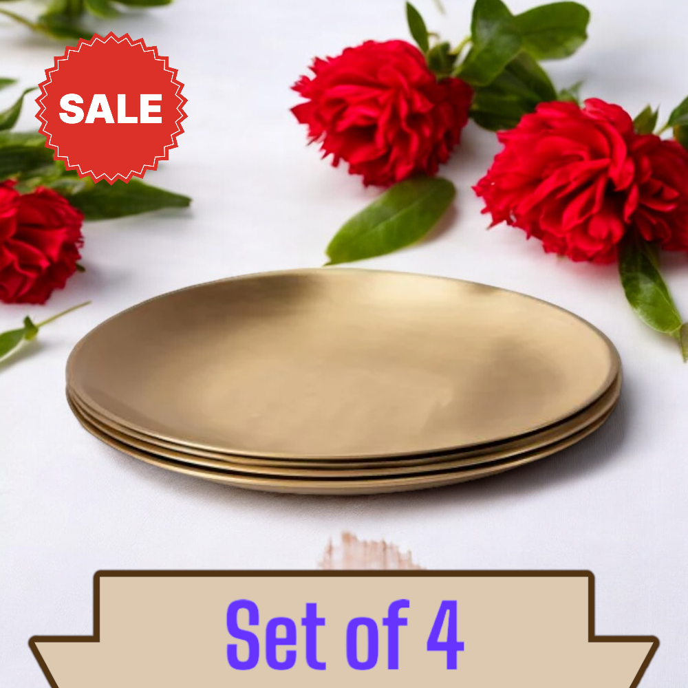 10.5-Inch Pure Matt Finish Bronze Kansa Plate Set - Set of 4