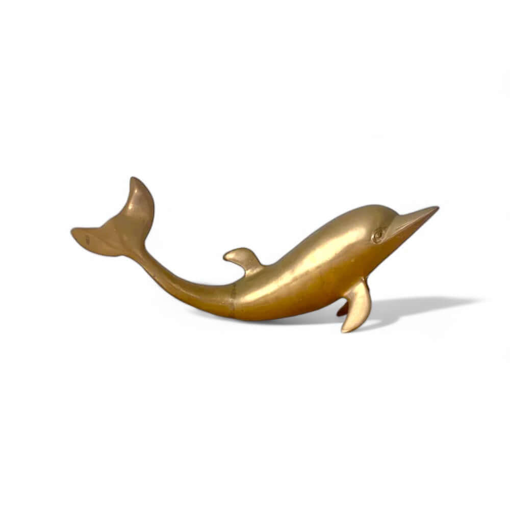Golden Brass Dolphin Figurines - 13 Inch,