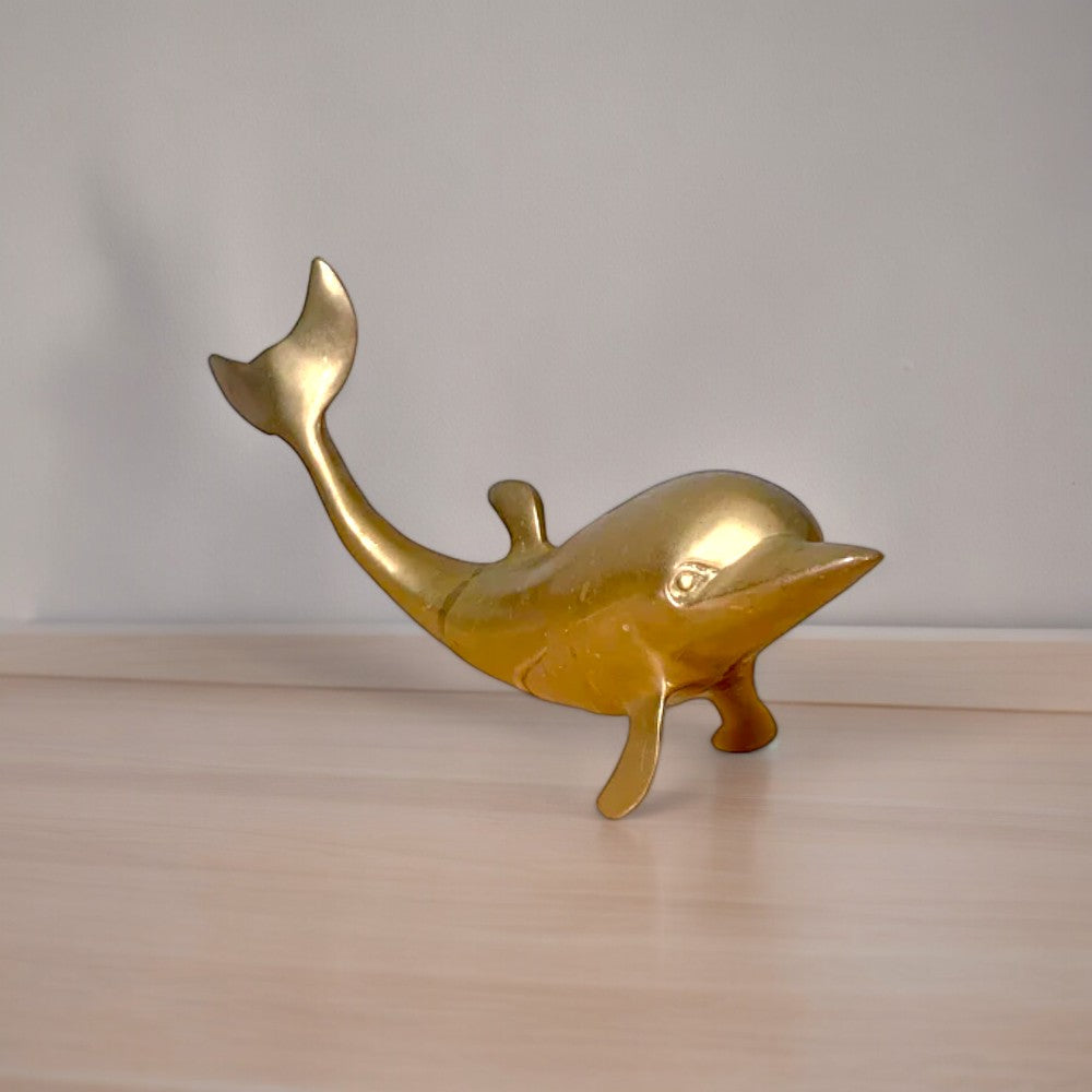 Golden Brass Dolphin Figurines - 13 Inch,