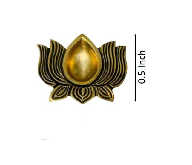 Single Brass Lotus Diya with Traditional Design for Home Temple, Daily Worship and Religious Ceremonies
