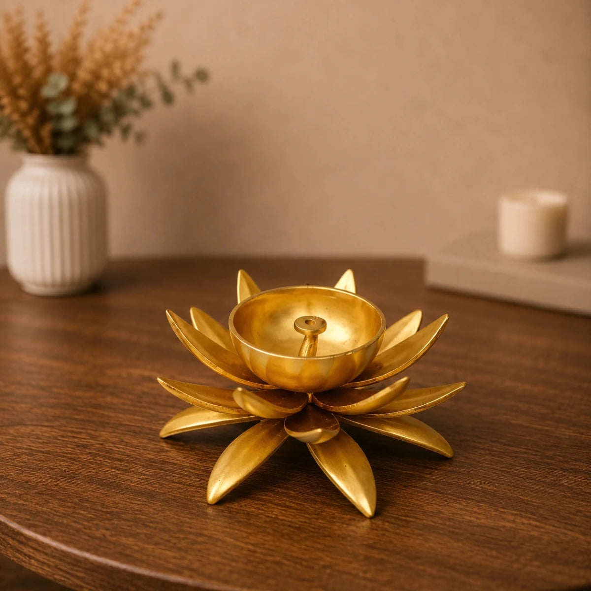 Lotus Shape Diya 1 kg weight for Pooja room and Decor - Royalstuffs.com