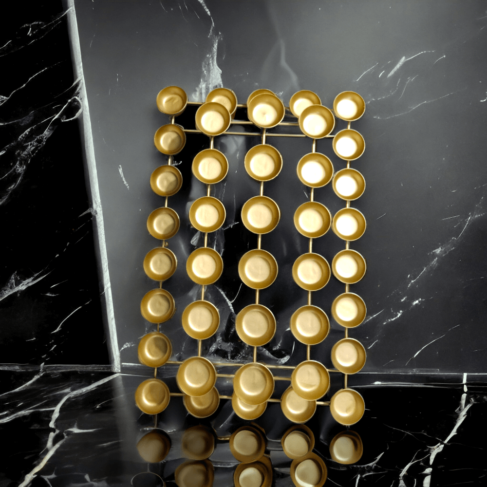 Metal 5 Layer Tealight Candle Holder Diya Rectangle Stand for Table and Home Decoration (40 lights, Golden) - Royalstuffs.com