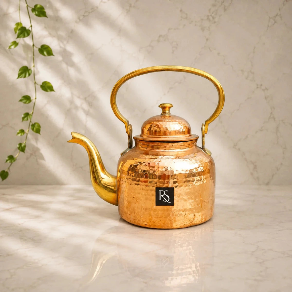 Mughlai Design Copper Tea Kettle with Tin Lining - A Regal Brewing Experience 1000ML - Royalstuffs.com