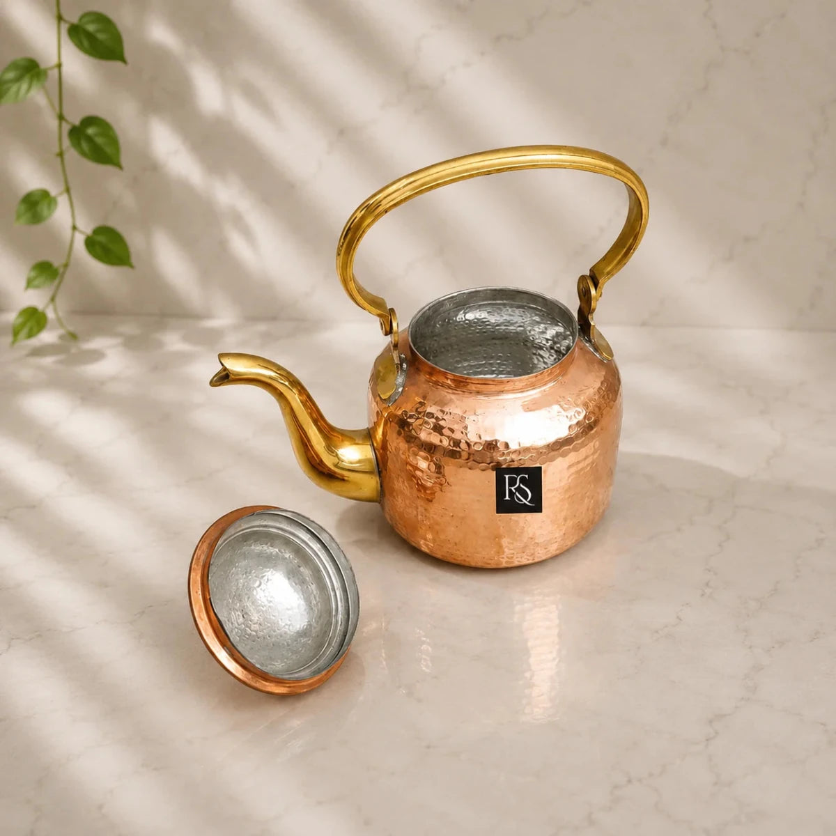 Mughlai Design Copper Tea Kettle with Tin Lining - A Regal Brewing Experience 1000ML - Royalstuffs.com