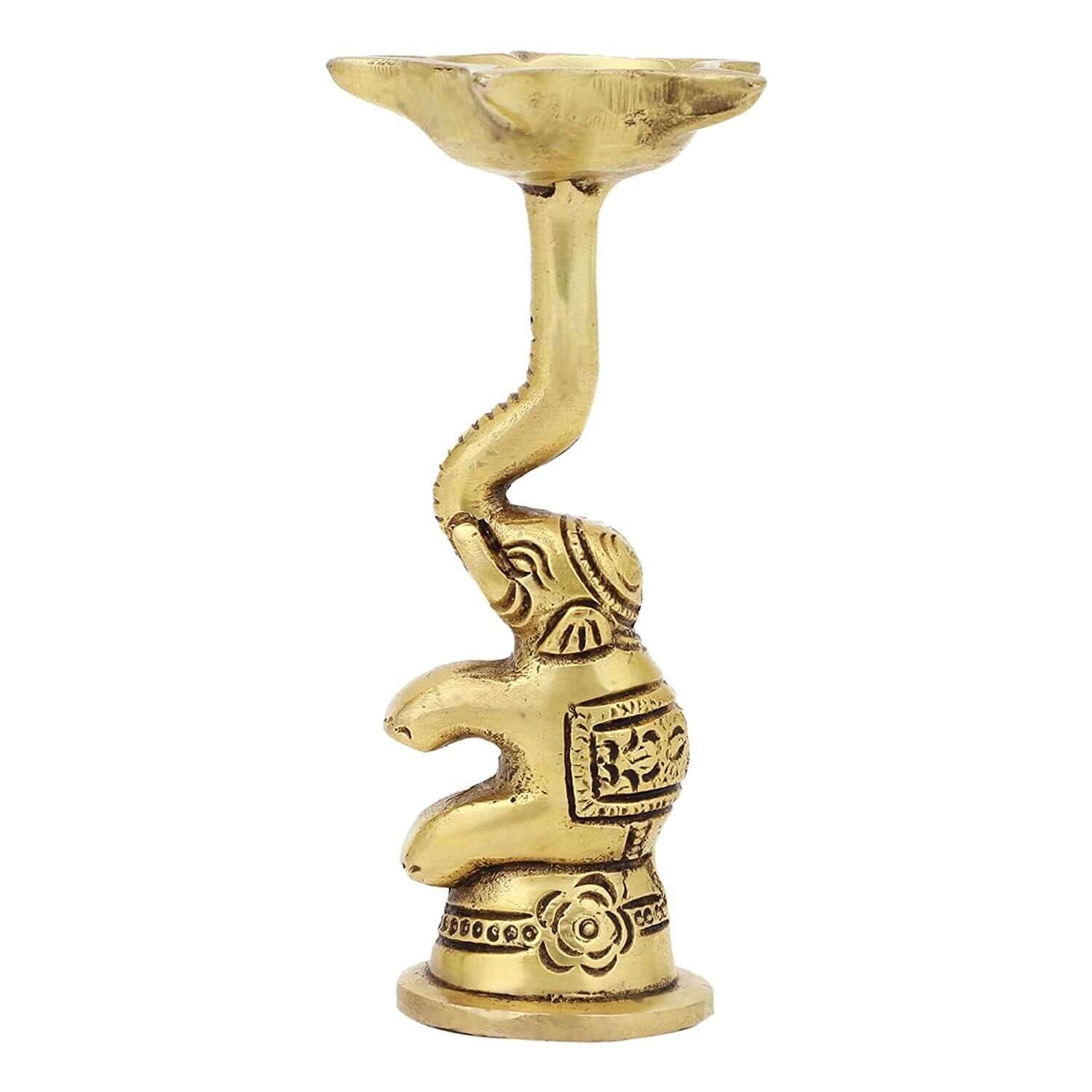 Pair of Elephant Design Handmade Ethnic Diya Oil Wick - Royalstuffs.com