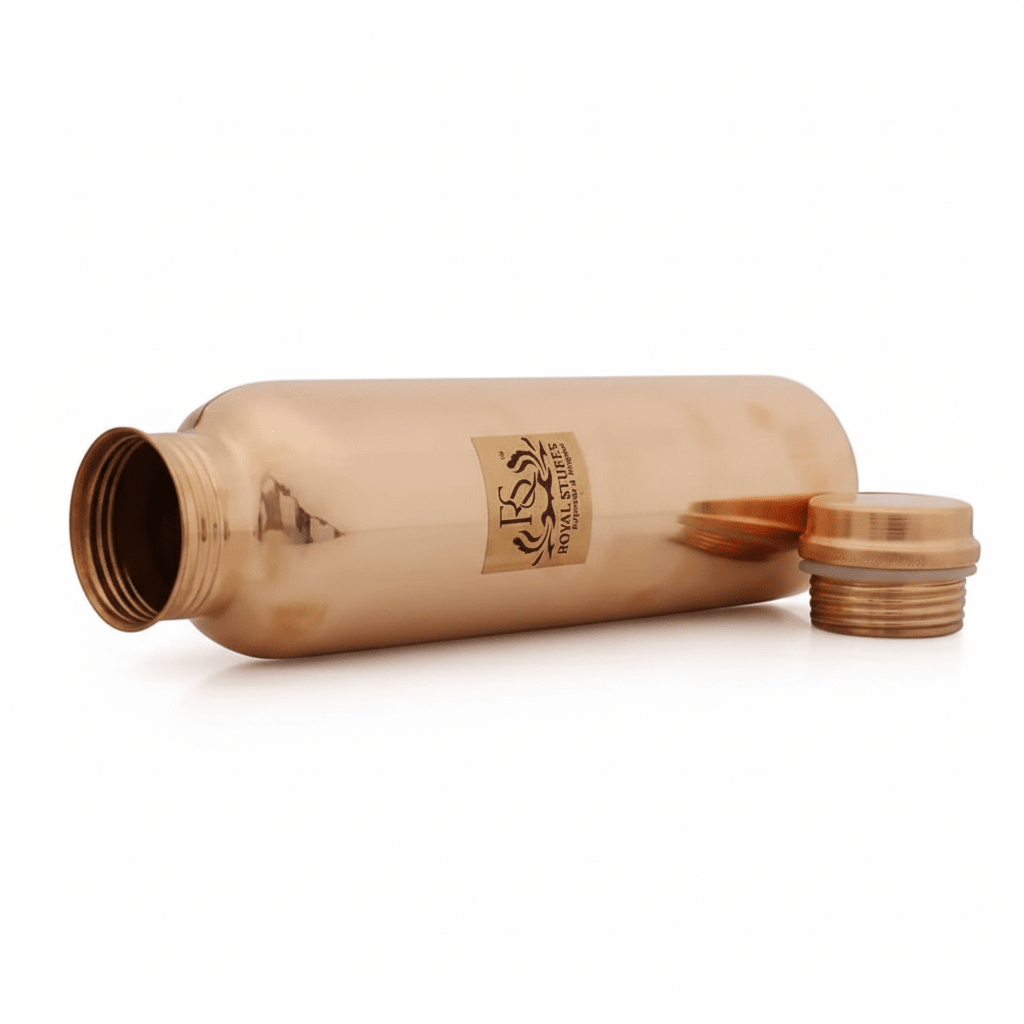 Plain Shine Copper Water Bottle 900ML - Royalstuffs.com