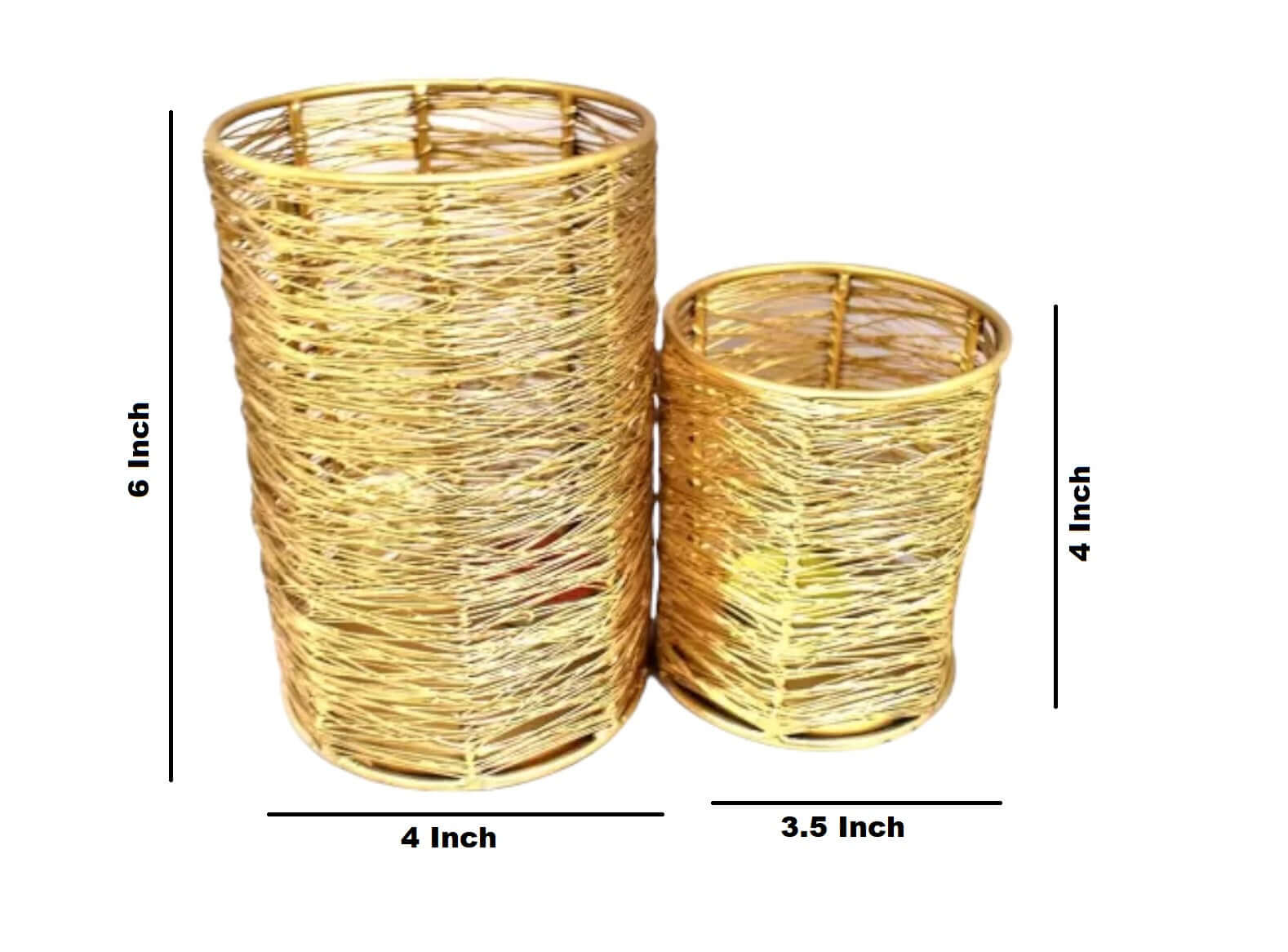 ROYALSTUFFS Golden Metal Wire Tea Light Candle Holder/Candle Stand for Home Decor Iron Tealight Holder Set (Gold, Pack of 2)