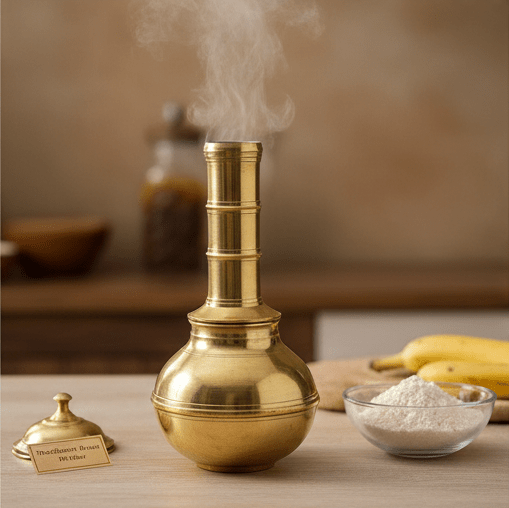 Premium Bronze Puttu Kudam - Preseasoned Puttu Maker with Steamer Plate - Royalstuffs.com
