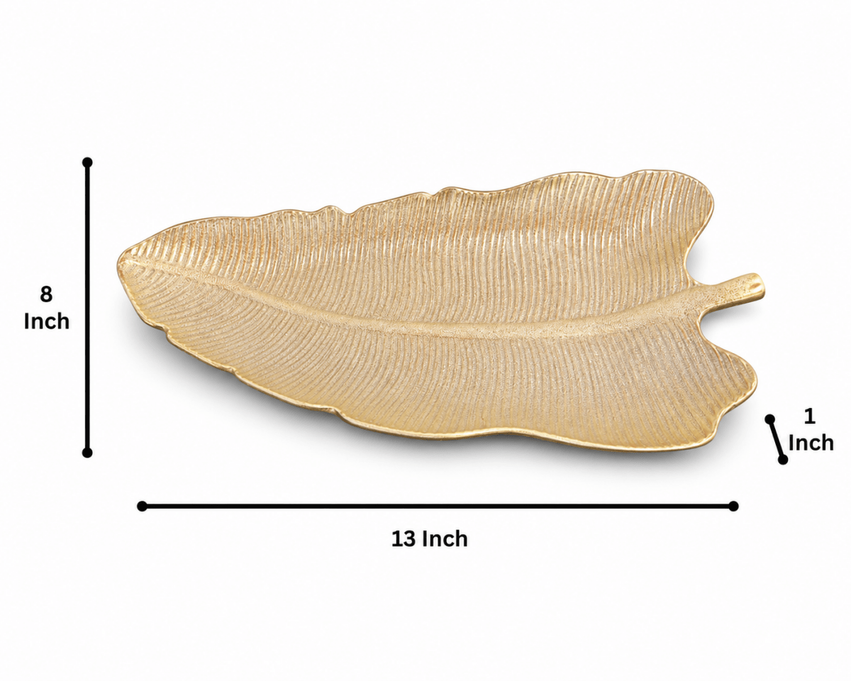 Premium Lotus Leaf Serving Platter - Gold Glittering Finish - Royalstuffs.com