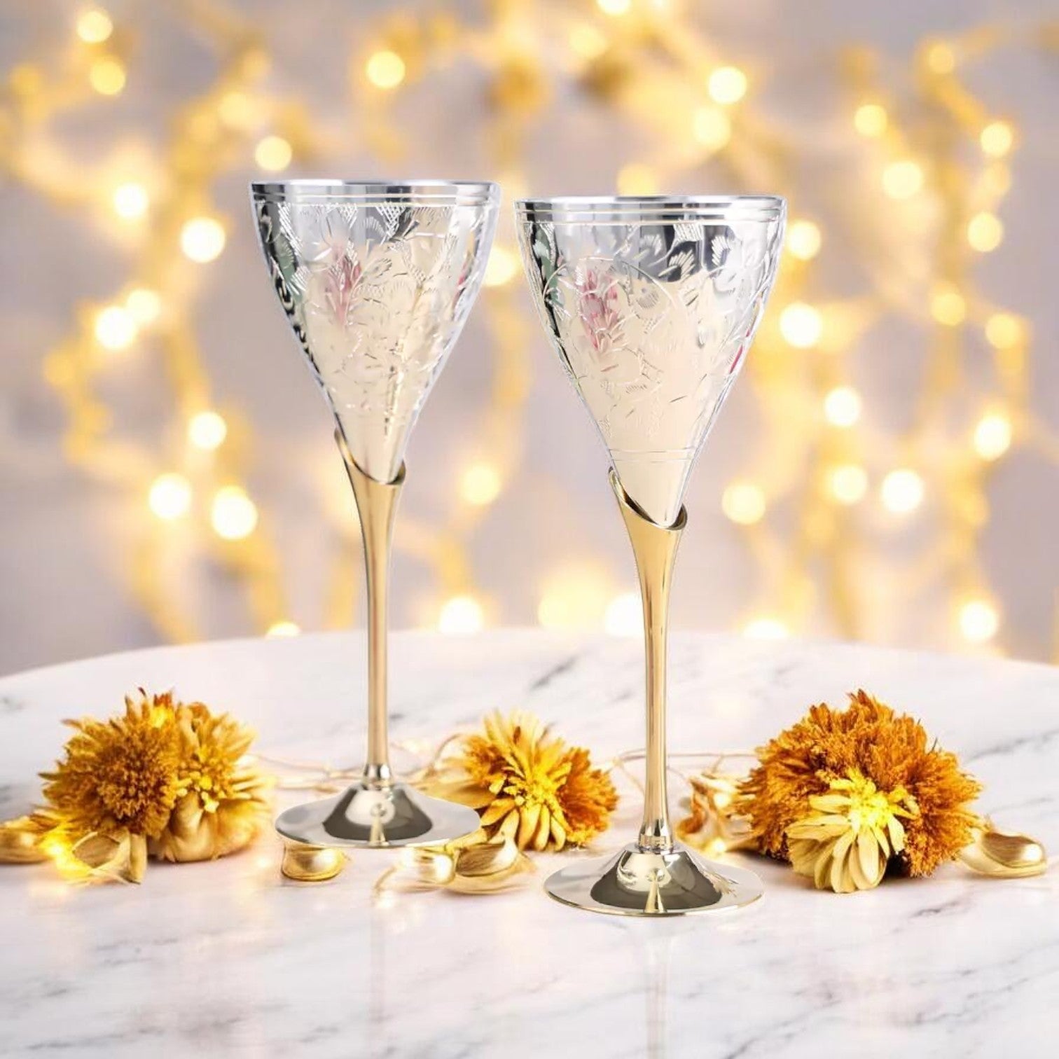 Pure Brass Set of 2 Royal Wine Glasses – Luxury Handcrafted Drinkware - Royalstuffs.com