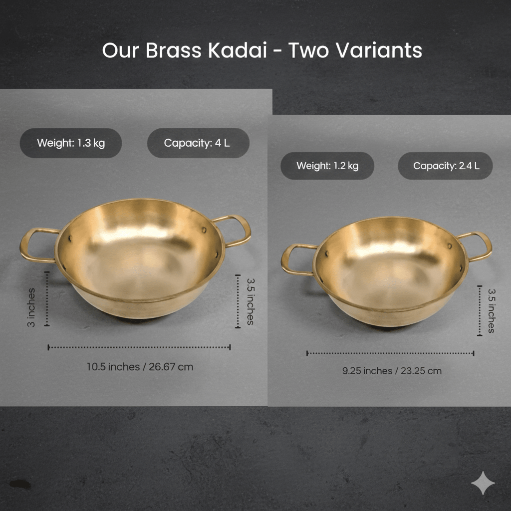 Pure Kansa Kadai with Broad Handles | Handmade Bronze Kadhai for Traditional Cooking - Royalstuffs.com