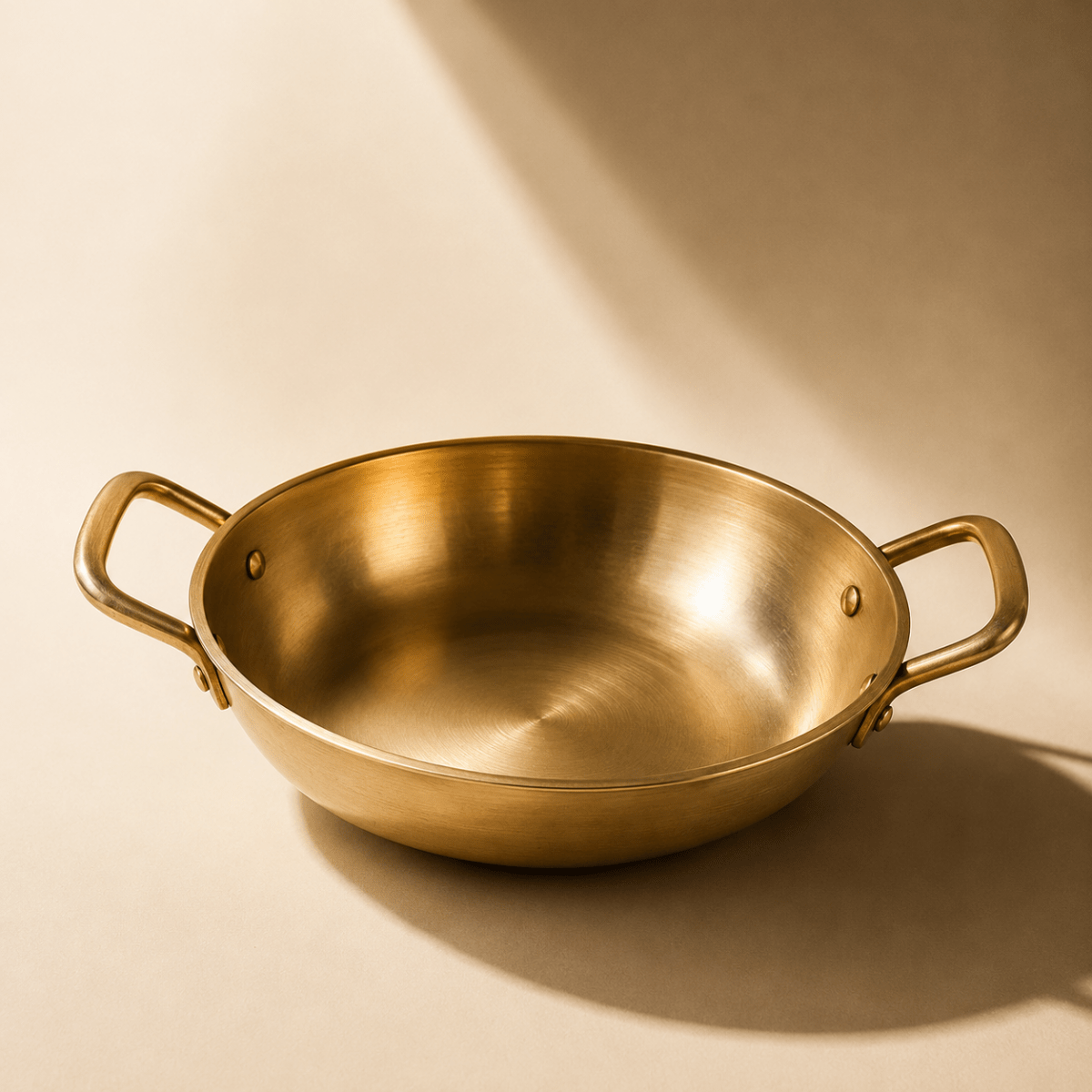 Pure Kansa Kadai with Broad Handles | Handmade Bronze Kadhai for Traditional Cooking - Royalstuffs.com