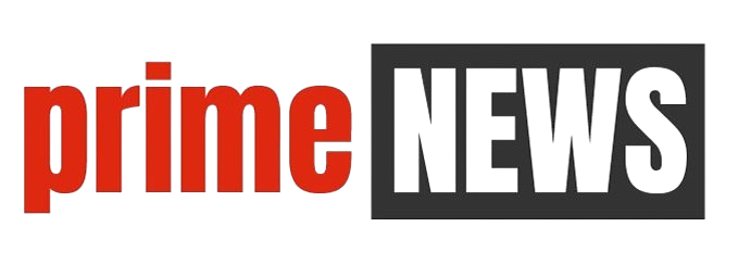 Logo of Prime News showcasing bold red and black typography for news branding.