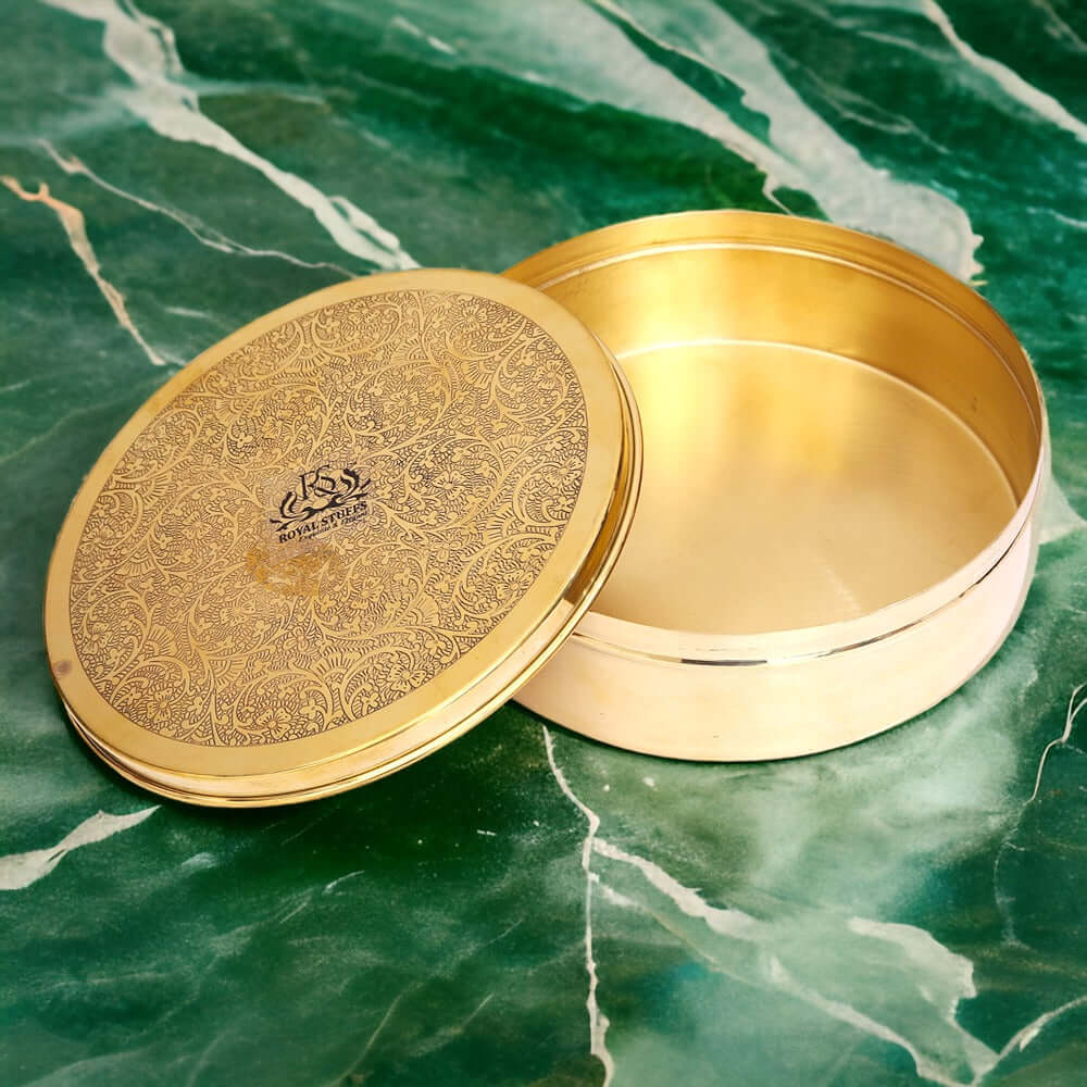 ROYALSTUFFS Brass chapati box, Puri Dibba - Royalstuffs.com