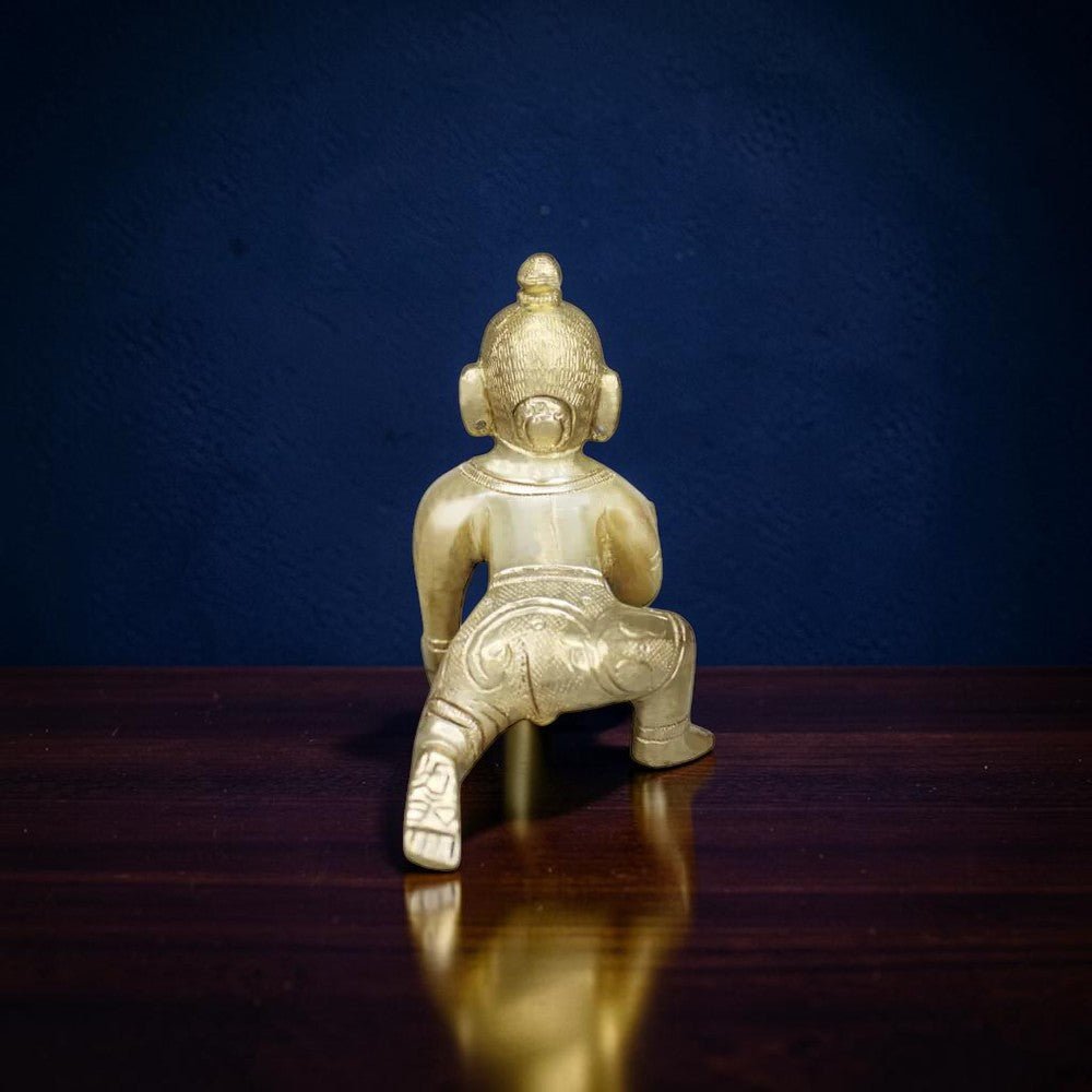 ROYALSTUFFS Brass Laddoo Gopal, Baby Krishna,Idol Statue Sculpture, Brass Laddu Gopal Kishan, Thakurji Murti Idol Statue, Laddu Gopal Idol, Bal Gopal Murti | Weight - 530 Grams - Royalstuffs.com