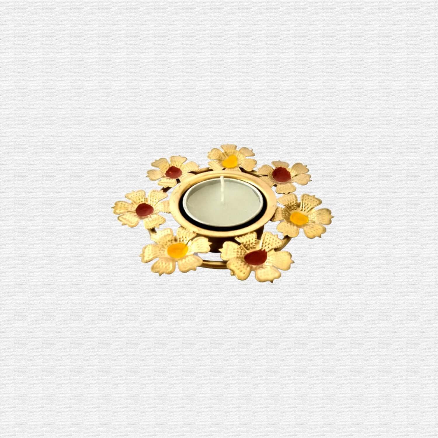 ROYALSTUFFS Decorative Flower Shape Design Metal Table Tea Light Candle Holder for Rangoli Diwali Home Decoration (Set of 6) - Royalstuffs.com