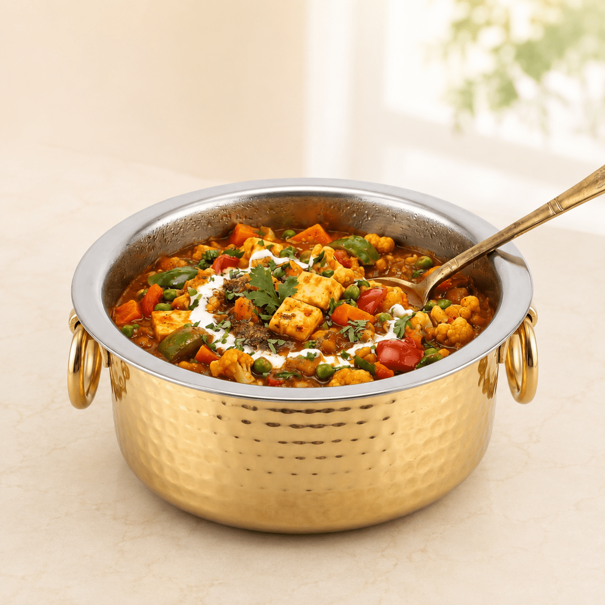 RoyalStuffs Handmade Brass Bhagona (Patila) with Pure Tin Coating (Kalai) – 1 Litre Traditional Cooking Pot - Royalstuffs.com