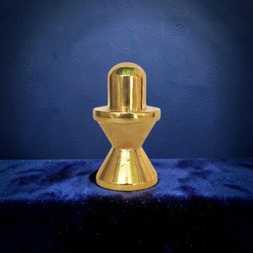 ROYALSTUFFS Handmade Brass Statue Small Shivling Idol Sculpture Murti Ideal for Home, Mandir and Temple Religious Gifts Showpiece Statue - Golden (530 Gram) - Royalstuffs.com