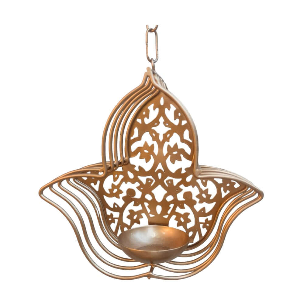 ROYALSTUFFS Hanging / Table – Shadow Tea Light Candle Holder – Gold (6x6x2 inches ) - Royalstuffs.com