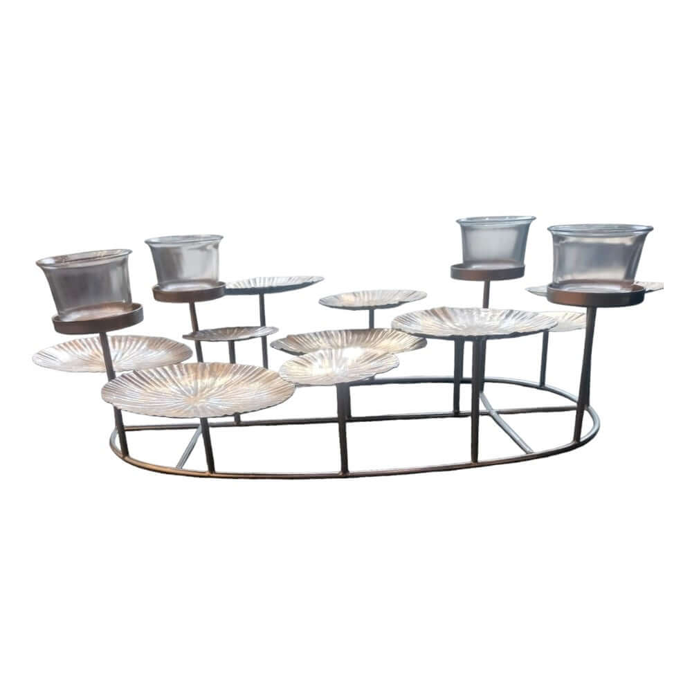 ROYALSTUFFS Helios Decorative Candle Holder 19.5x13x6 inches – Silver Gold - Royalstuffs.com