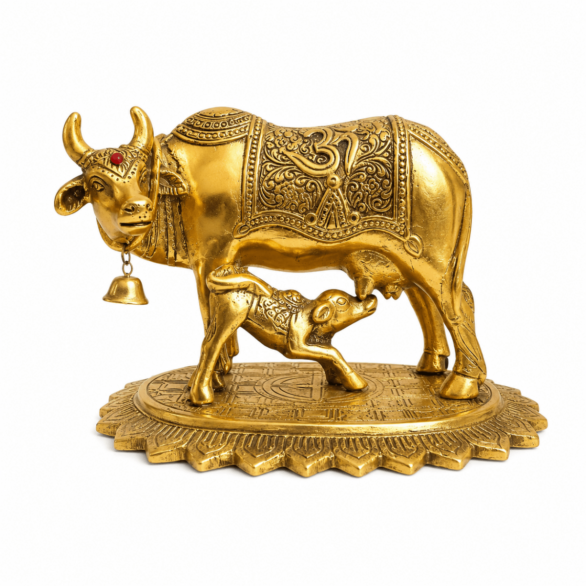 ROYALSTUFFS Kamdhenu Collections Aluminum Cow and Calf Statue Showpiece - Royalstuffs.com