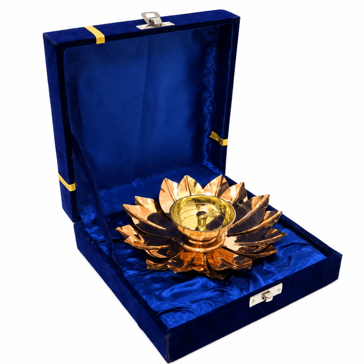 ROYALSTUFFS Lotus Diya Uncut – Brass Copper (Height: 2.5 Inch) - Royalstuffs.com
