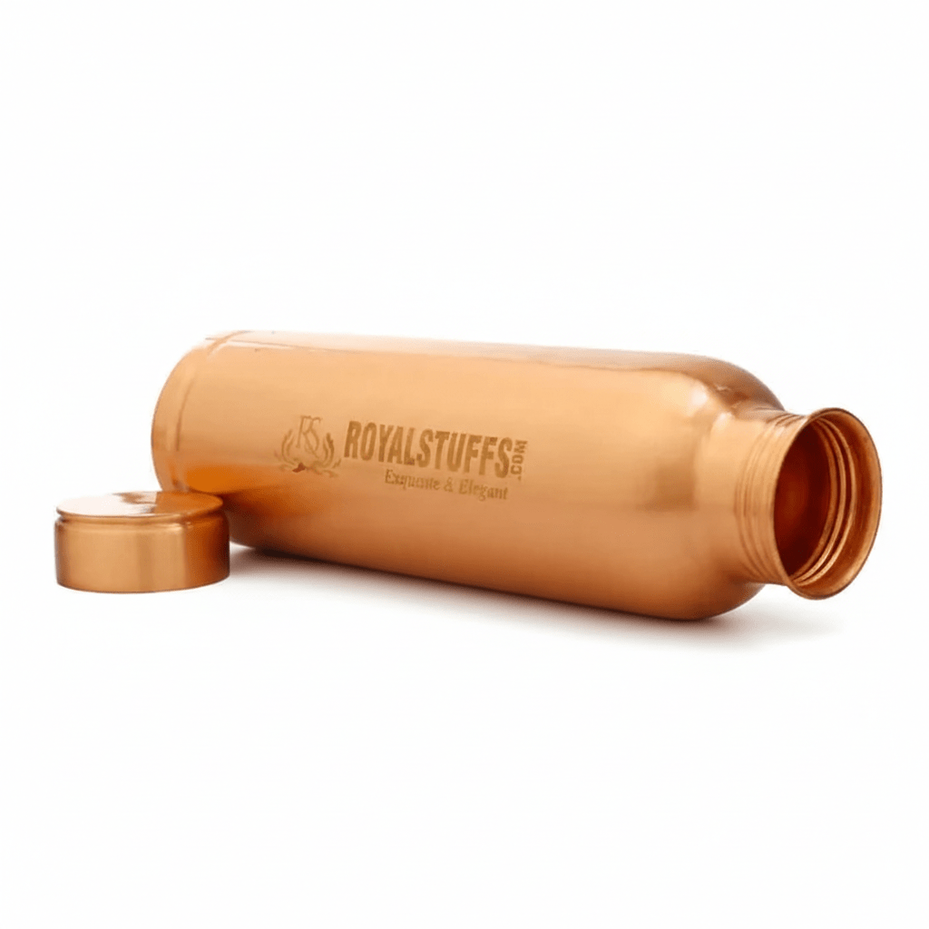 100% Pure Copper Water Bottle - Ayurvedic Leak-Proof Vessel, 900 ml Capacity, Drink More Water - Royalstuffs.com