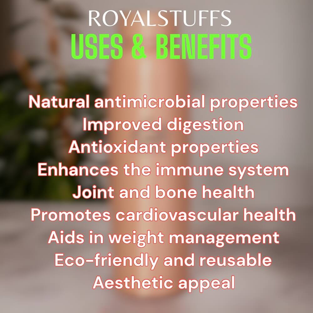 100% Pure Copper Water Bottle - Ayurvedic Leak-Proof Vessel, 900 ml Capacity, Drink More Water - Royalstuffs.com