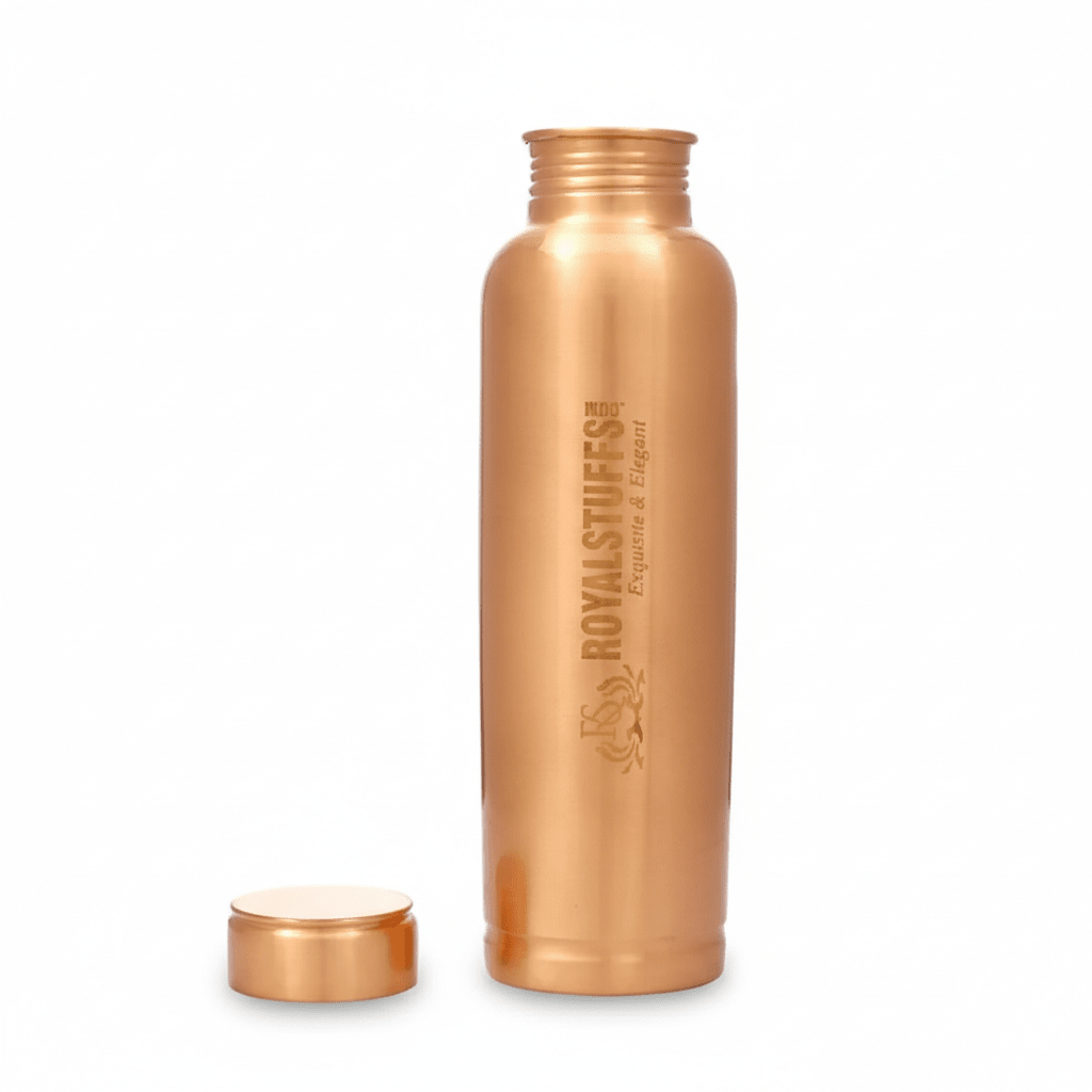 100% Pure Copper Water Bottle - Ayurvedic Leak-Proof Vessel, 900 ml Capacity, Drink More Water - Royalstuffs.com