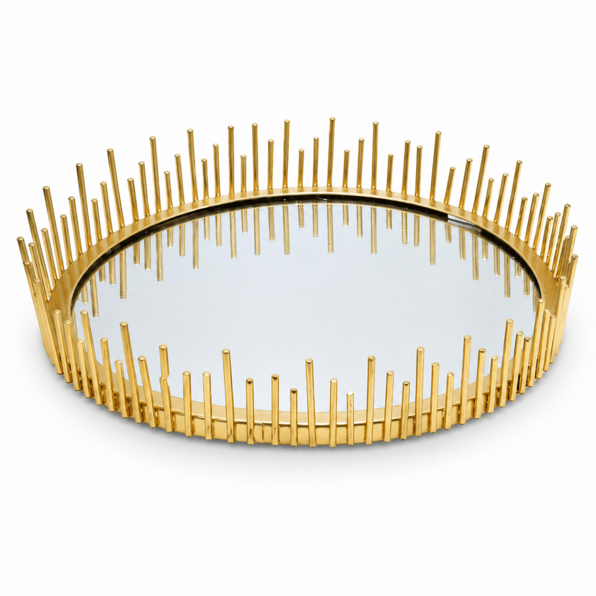 ROYALSTUFFS Metal Gifting Trays For Packing With Mirror Top, Open Gifting Trays for Wedding Packing, Gifting Trays For Packing Basket, Big Tray For Gifting Best Wishes Motif Hamper Trousseau Packing Tray (12 inch diameter) - Royalstuffs.com