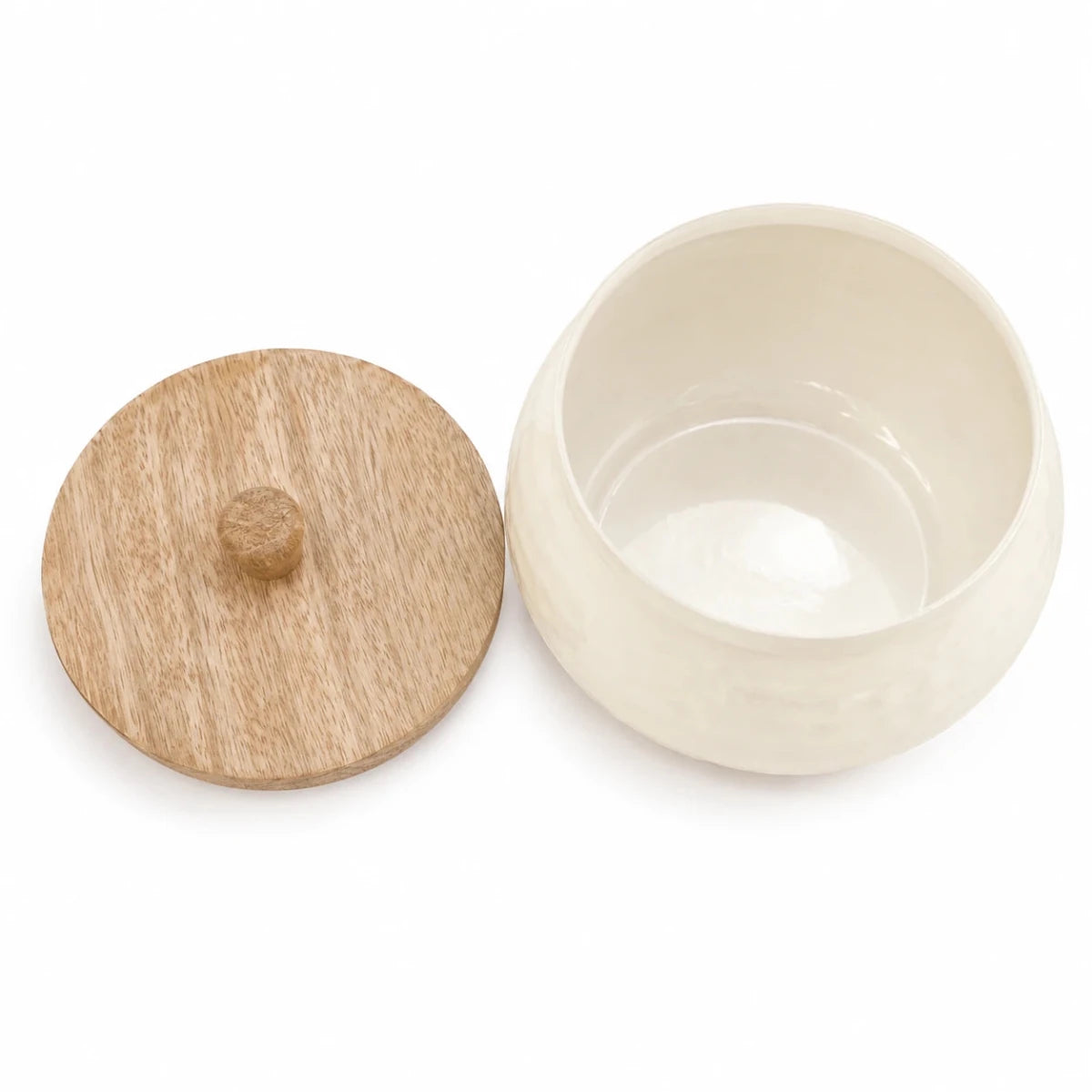 ROYALSTUFFS Modern Hammered Metal Jar Set with Wooden lid- Gift Bowl Set/Home Decor - Royalstuffs.com