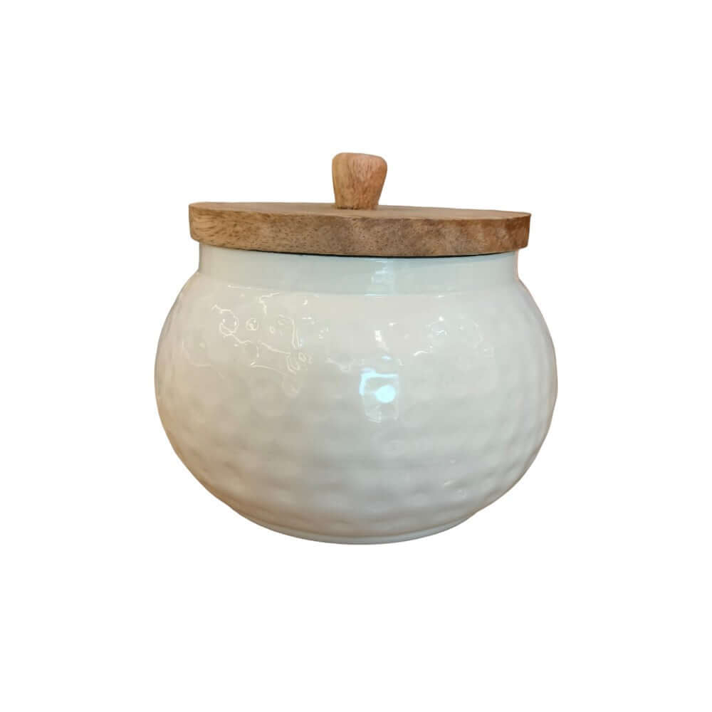 ROYALSTUFFS Modern Hammered Metal Jar Set with Wooden lid- Gift Bowl Set/Home Decor - Royalstuffs.com