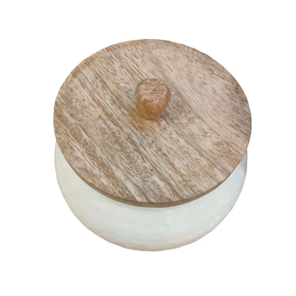 ROYALSTUFFS Modern Hammered Metal Jar Set with Wooden lid- Gift Bowl Set/Home Decor - Royalstuffs.com