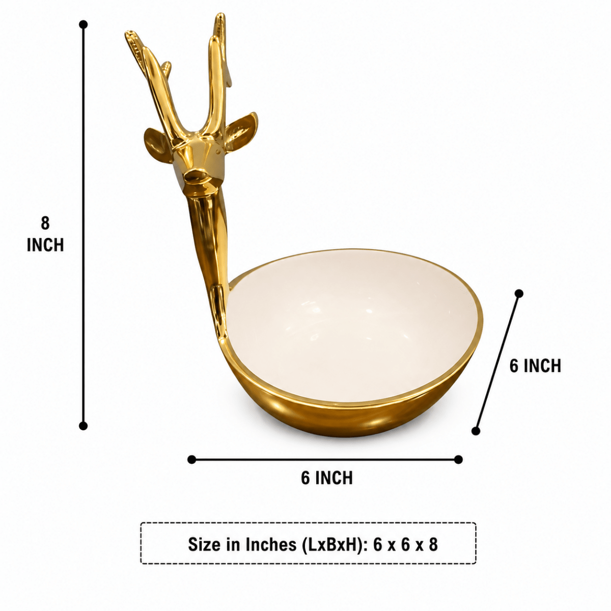 ROYALSTUFFS Multipurpose Golden Metallic Holiday Decorative Deer Bowl 8 inch Tall (Golden) - Royalstuffs.com
