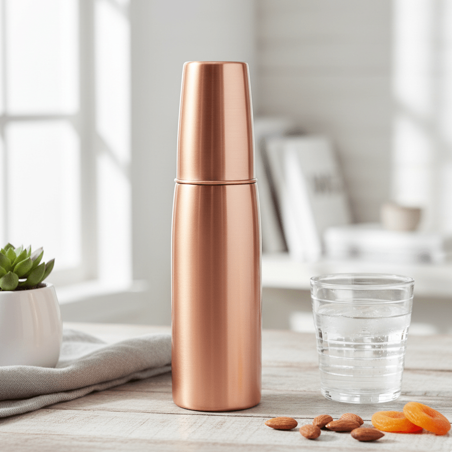 ROYALSTUFFS Premium Quality Copper Bottle with Glass for Water 1000ml - Royalstuffs.com