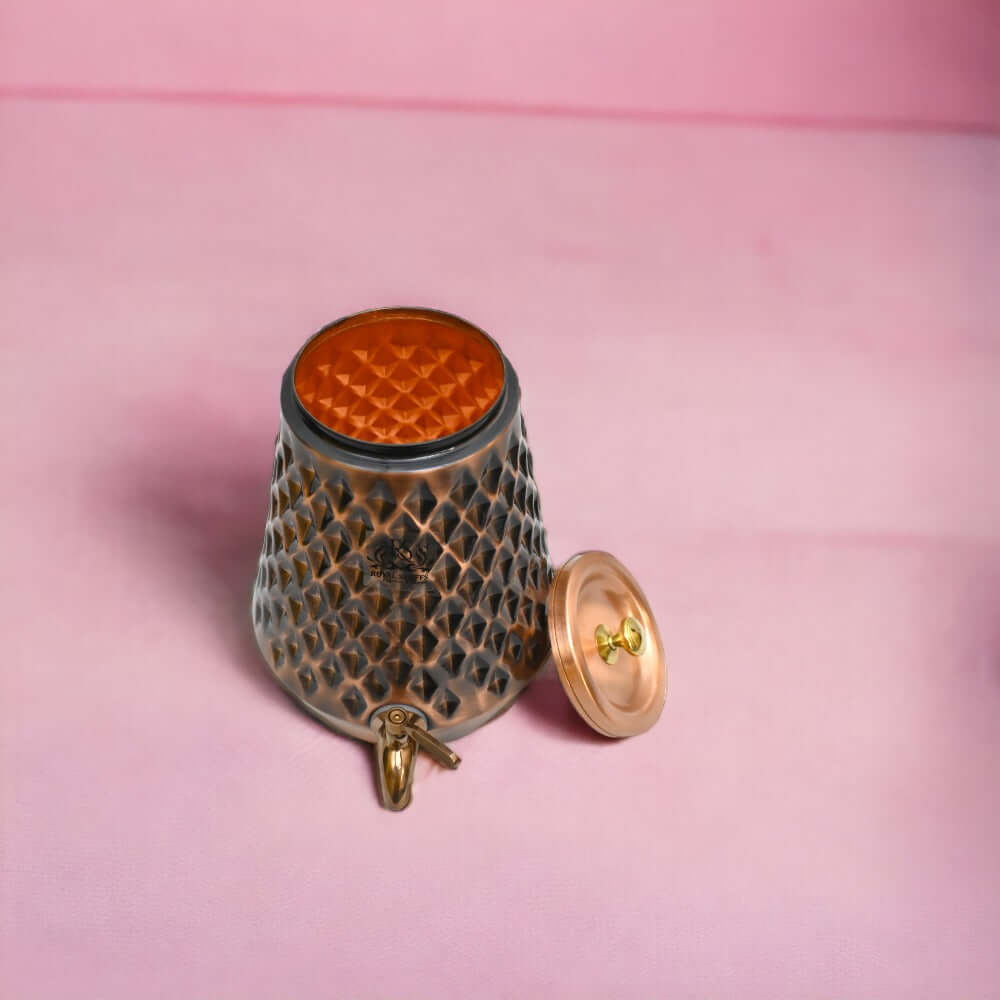 8 Litre Pure Copper Matka Water Dispenser with Brass Tap for Healthy Drinking and Daily Water Serving