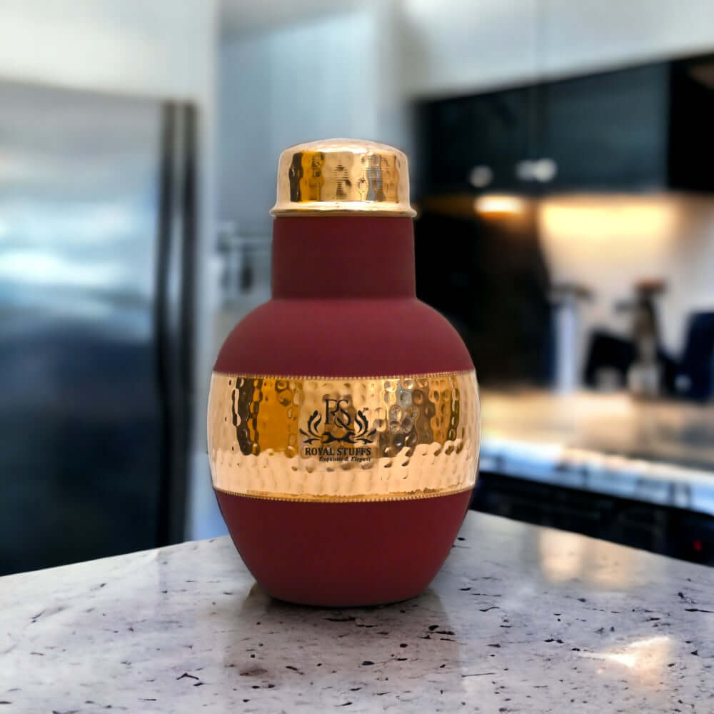 1200 ml Pure Copper Hammered Bedside Carafe with Glass for Healthy Drinking, Water Storage and Daily Hydration