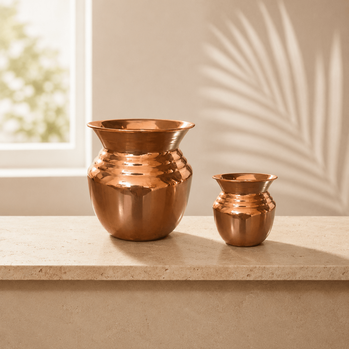 ROYALSTUFFS Pure Copper Water Glass Set of 2 Brown Antique Engraved Tumbler Capacity 300ML With Box - Royalstuffs.com