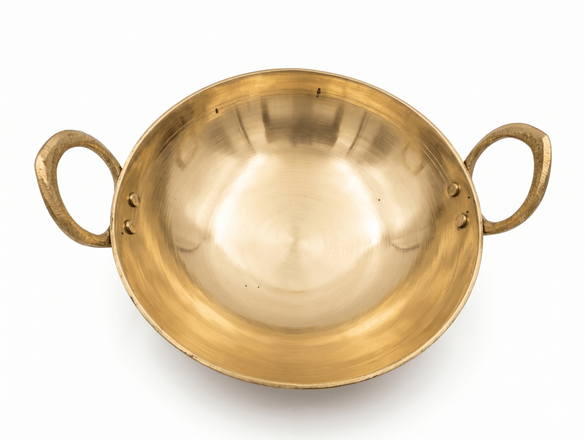RoyalStuffs Pure Kansa Kadai with Broad Handles – Handmade Bronze Kadhai for Traditional Cooking (80:20 Certified Bronze) - Royalstuffs.com
