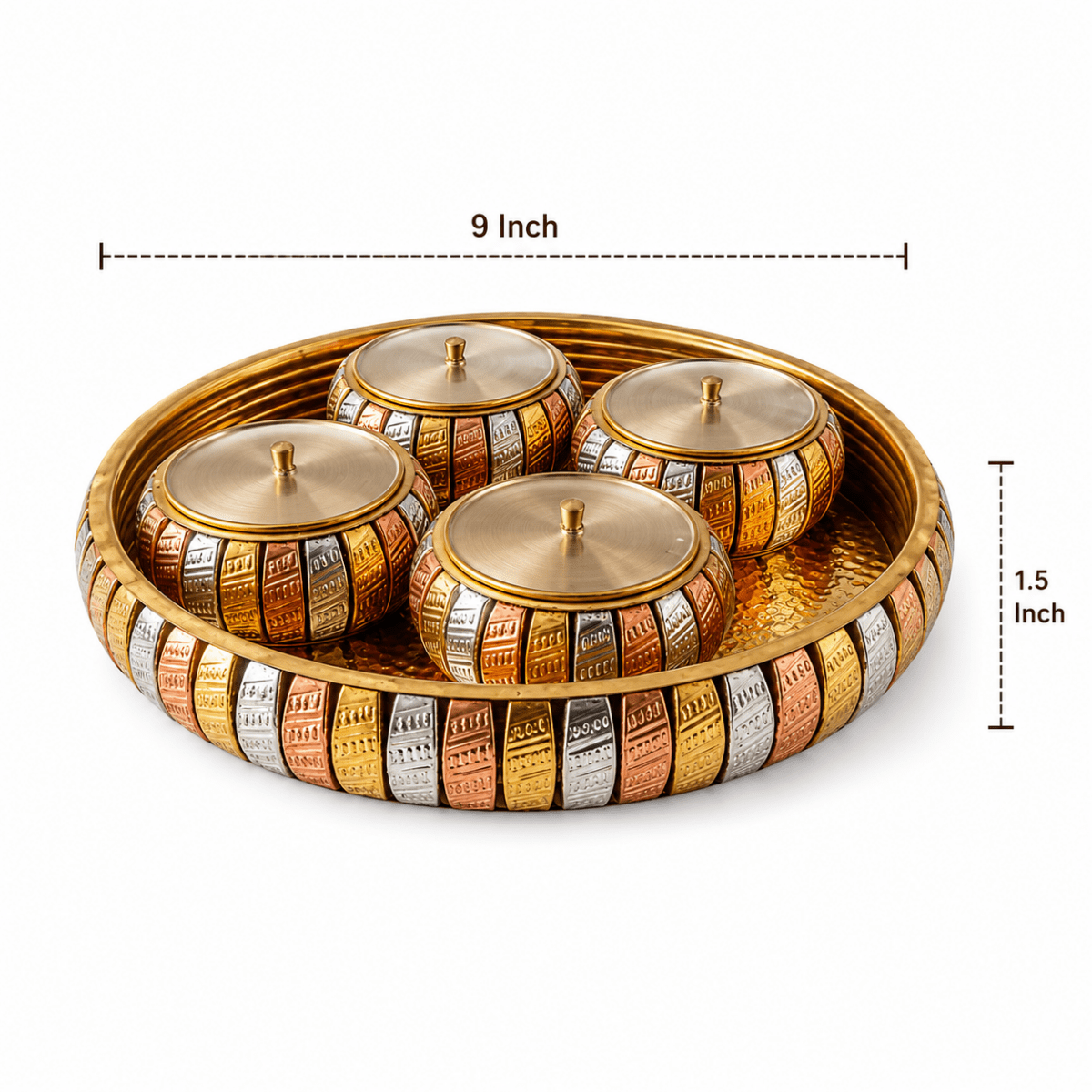 ROYALSTUFFS Round Dry Fruit Box, 4 Bowl Set, Chocolates Box Multicolored - Royalstuffs.com