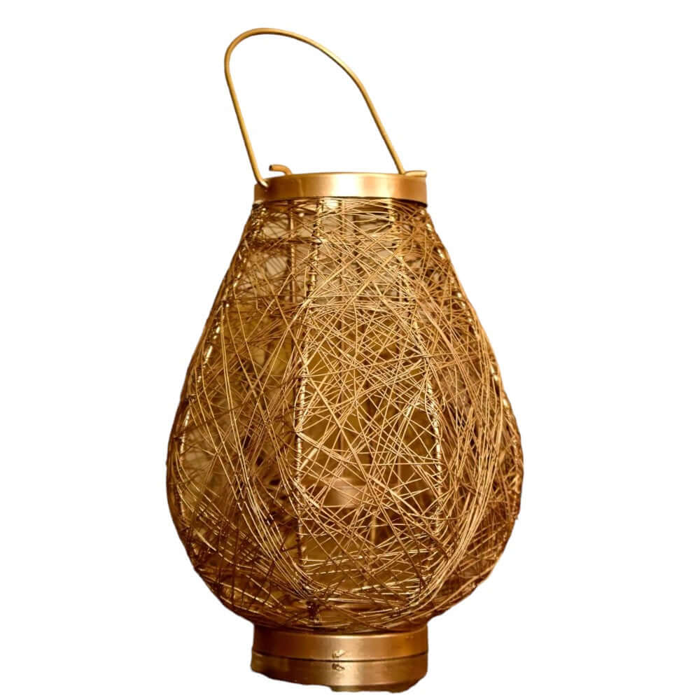 ROYALSTUFFS Shadow Lantern – Wire Mesh 8.5×6.5inches (Gold) - Royalstuffs.com