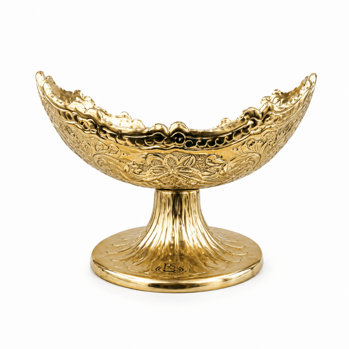 ROYALSTUFFS Silver Plated Gift Bowl Carved 12 X 8.5 X 7.5 Inch - Royalstuffs.com