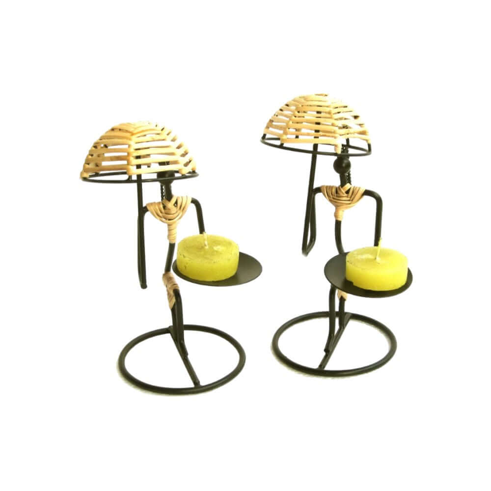 ROYALSTUFFS Umbrella Lady Tealight Holders (Set of 2) - Royalstuffs.com