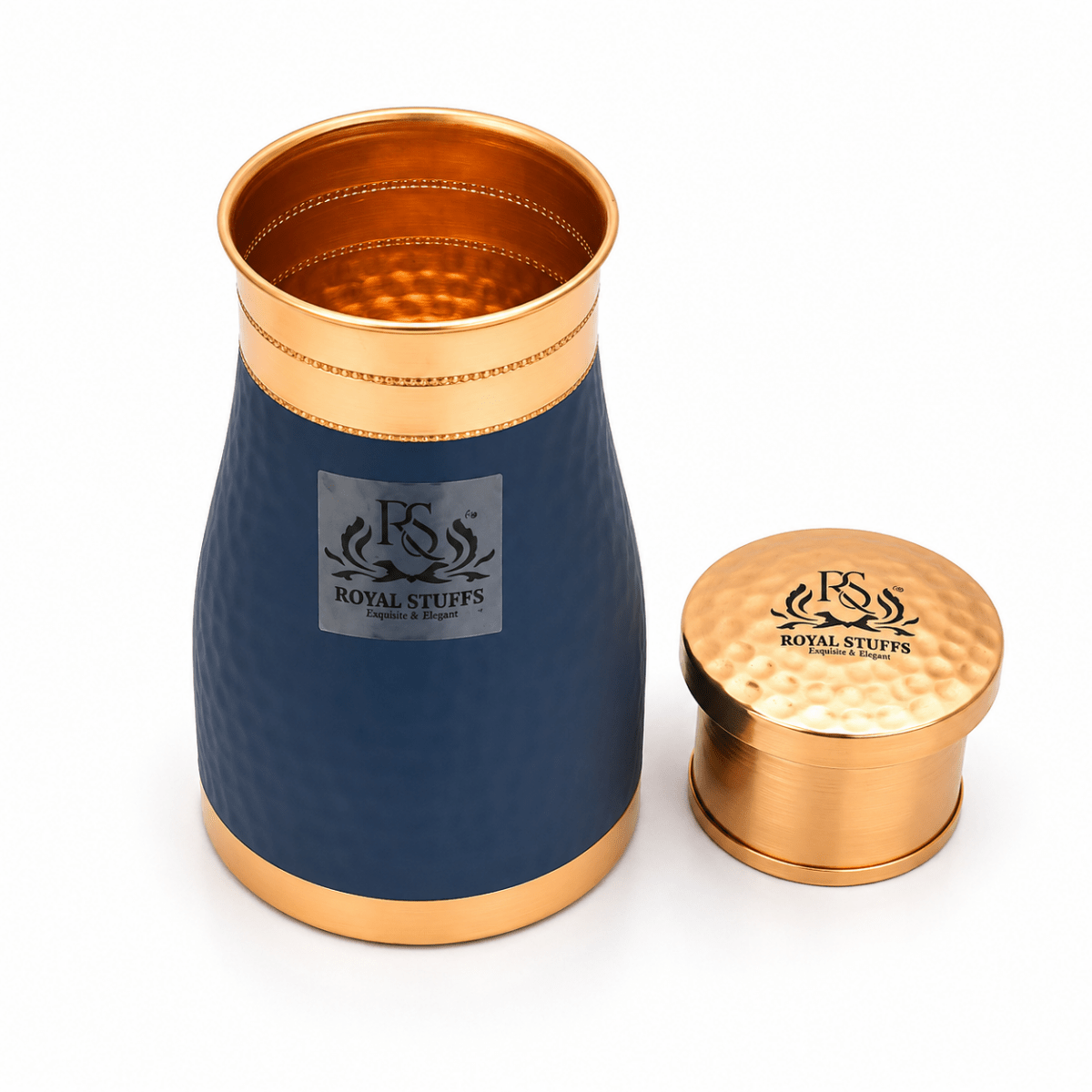 ROYALSTUFFS Water Bottle | Carafe Bottle in Hammered Blue Color 1000 ml Bottle - Royalstuffs.com